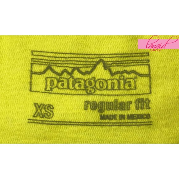 Patagonia Rivet Vintage Logo Cotton/Poly T-Shirt Yellow Distressed Organic Top - Picture 8 of 10